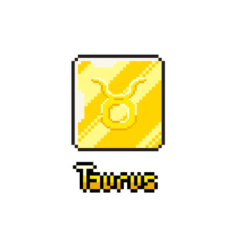 taurus golden token in pixel art styleのイラスト素材