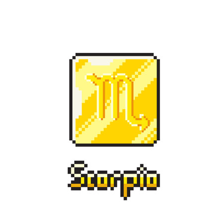 scorpio golden token in pixel art styleのイラスト素材