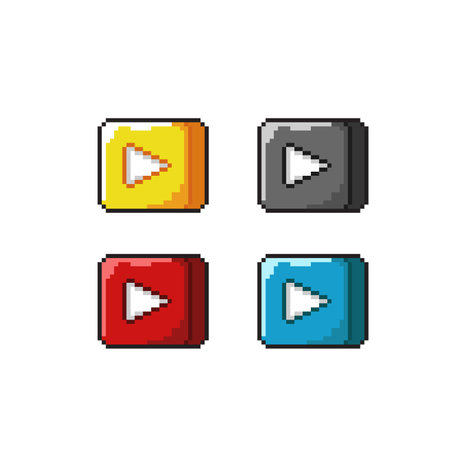 pixel art video player icon vector illustration design graphic art image creative ideaのイラスト素材