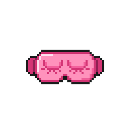 Pixel art pink sleep mask isolated on white background. Vector illustration.のイラスト素材