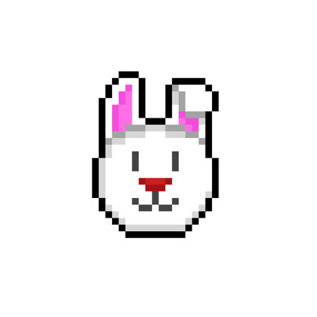 Easter bunny pixel art icon. 8 bit rabbit vector illustration.のイラスト素材