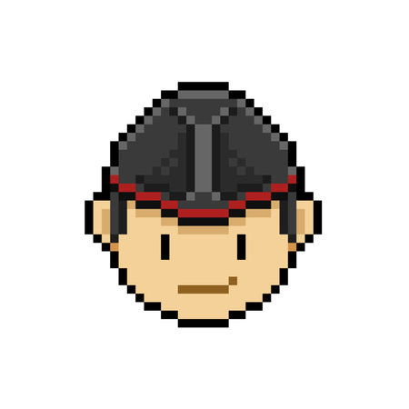 pixel art of a man wearing a cap isolated on a white backgroundのイラスト素材