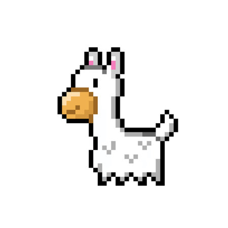 Cute pixel art white llama isolated on white background. Vector illustration.のイラスト素材
