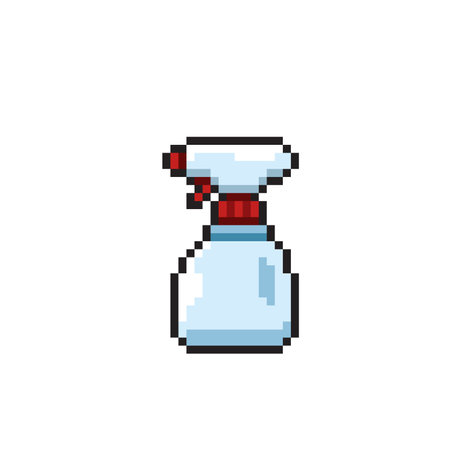 Spray bottle pixel art icon. Cleaning service vector illustration.のイラスト素材