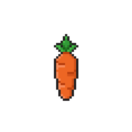 pixel art carrot icon. pixel art vector illustration. pixel art isolated on white backgroundのイラスト素材