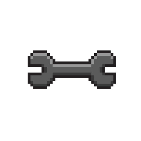 Pixel art wrench icon. Vector illustration isolated on a white background.のイラスト素材