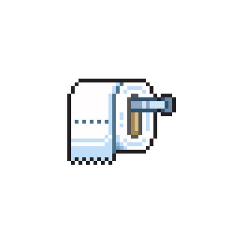 Pixel art toilet paper icon. Vector illustration isolated on white background.のイラスト素材