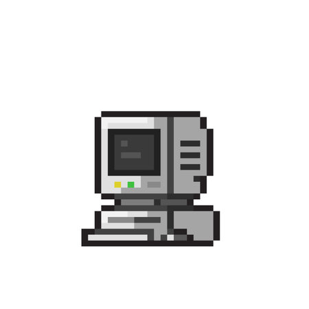 pixelated computer monitor icon, pixel art vector illustrationのイラスト素材