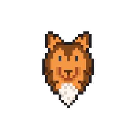 pixel art dog head isolated on white background. vector illustration. eps 10のイラスト素材