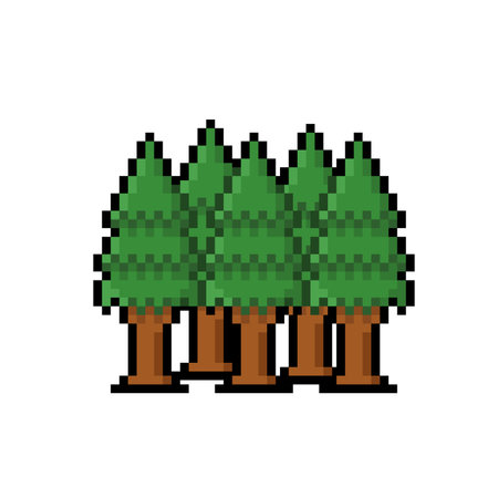 pixelated pine tree forest icon image vector illustration design  pixel artのイラスト素材