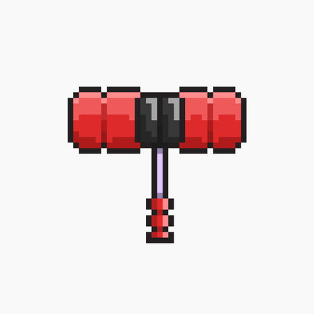 Pixel art red hammer. Pixel art illustration. Pixelated object.のイラスト素材