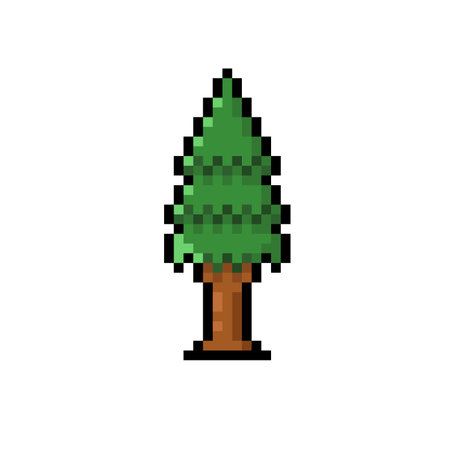 spruce tree in pixel art styleのイラスト素材
