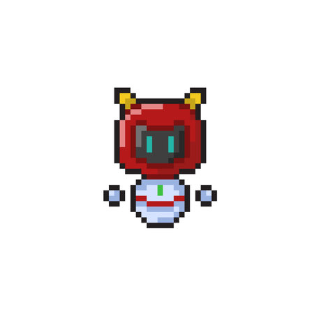 Pixel art robot isolated on white background. 8 bit vector illustration.のイラスト素材