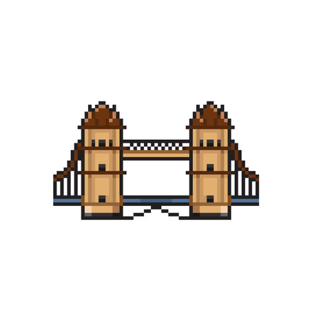 Bridges pixel art isolated on white background. Vector illustration. Eps 10.のイラスト素材