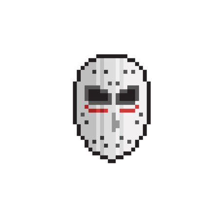 pixel art halloween mask, pixel art halloween vector illustrationのイラスト素材