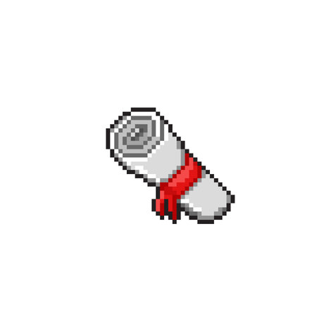 pixel art roll paper with red ribbon on white background. vector illustration eps 10.のイラスト素材
