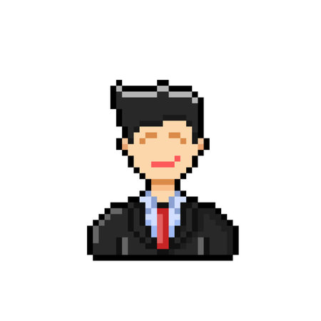 pixel art business man isolated on white background, vector illustration eps10のイラスト素材