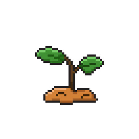small plant in pixel art styleのイラスト素材