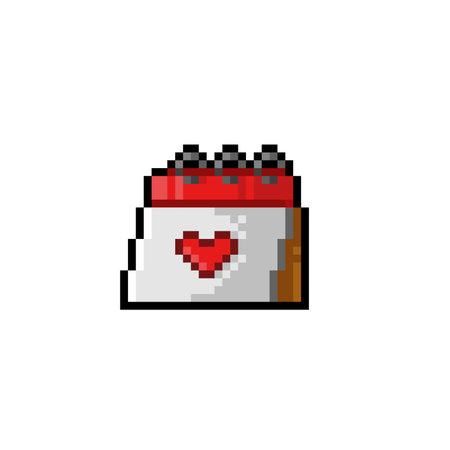pixelated love valentine's day icon, pixel art vectorのイラスト素材
