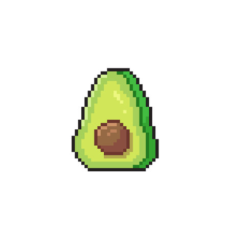 pixel art avocado isolated on white background. vector illustration.のイラスト素材