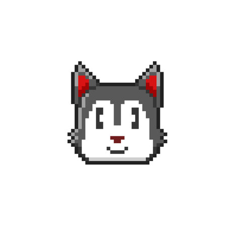 Husky pixel art. Pixel art illustration. Isolated on white background.のイラスト素材