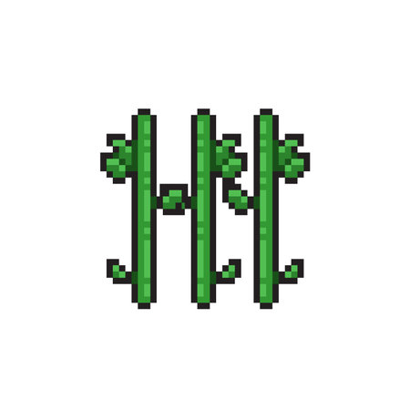 Pixel art bamboo icon isolated on white background. 8 bit vector illustration.のイラスト素材