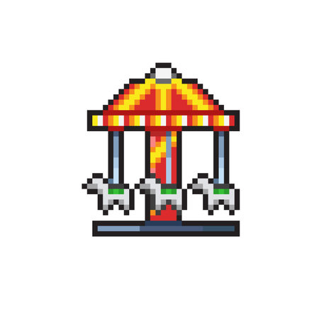 Amusement park icon in pixel art style. Vector illustration.のイラスト素材