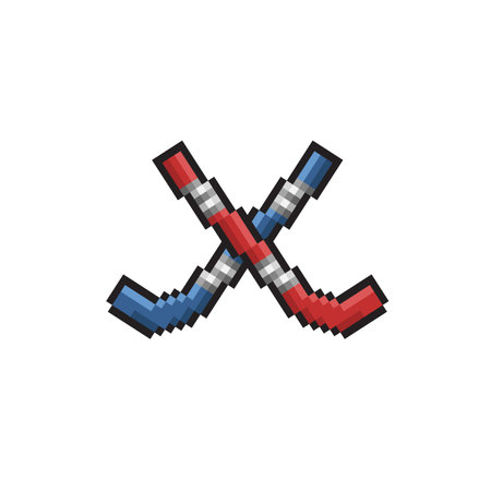 crossed hockey stick inpixel art styleのイラスト素材