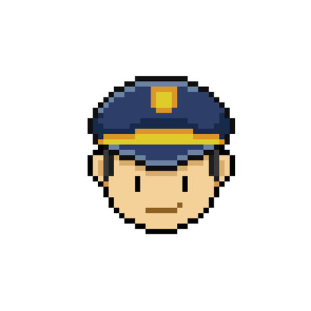 pixel art police officer avatar. vector illustration. pixel art police officerのイラスト素材