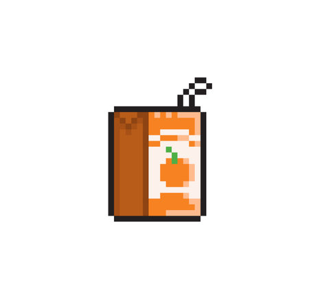 Pixel art apple juice box isolated on white background. Pixel art vector illustrationのイラスト素材
