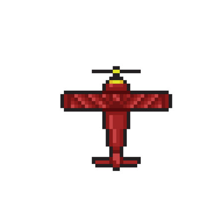 pixel art airplane isolated on white background. vector illustration. pixel art airplaneのイラスト素材