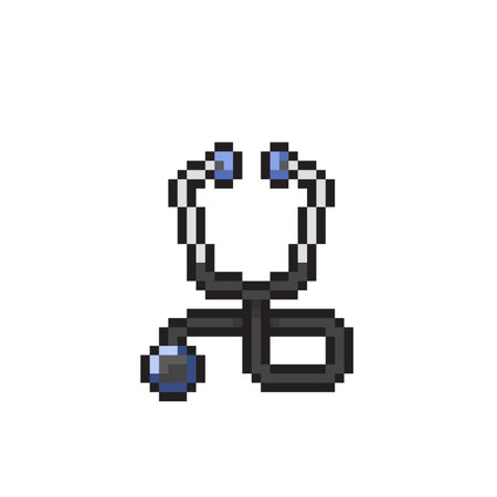 Pixel art stethoscope icon. Pixel art stethoscope iconのイラスト素材