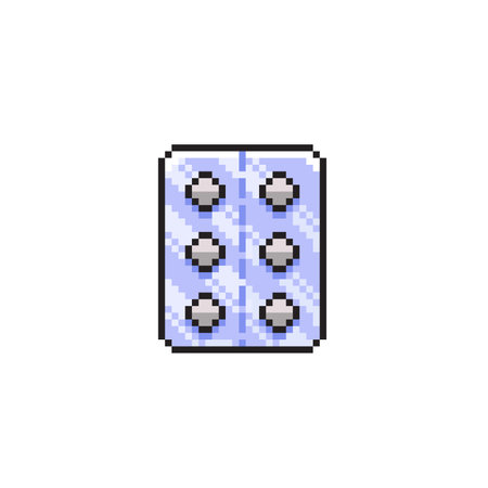 pills pack in pixel art style isolated on white background. Vector illustration.のイラスト素材