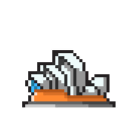 Vector pixel art sydney opera house isolated on white background. Pixel art illustration.のイラスト素材