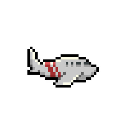 Pixel art plane isolated on white background. 8 bit vector illustration.のイラスト素材