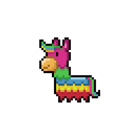 Pixel art pinata horse isolated on a white background. Vector illustration.のイラスト素材