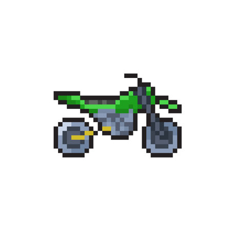 Pixel art trail bike. Isolated on white background. Vector illustration.のイラスト素材