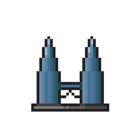 petronas building in pixel art styleのイラスト素材