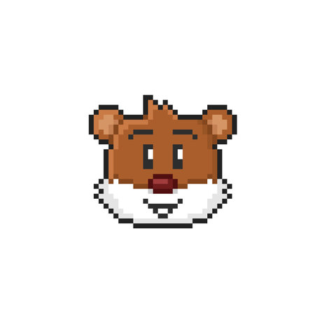 pixelated squirrel head on white background, pixel art vector illustrationのイラスト素材