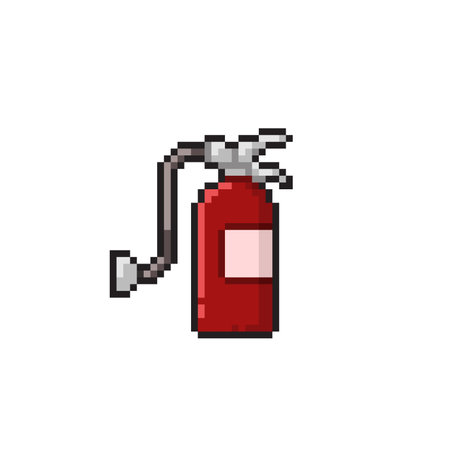 fire extinguisher pixel art icon isolated on white background. pixel art fire extinguisher vector illustrationのイラスト素材