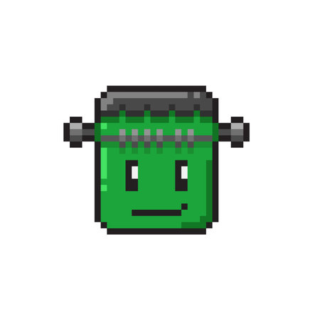 Pixel art illustration of a green monster isolated on a white background.のイラスト素材