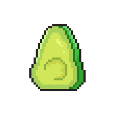 Avocado pixel art. Isolated on white background. Vector illustration.のイラスト素材