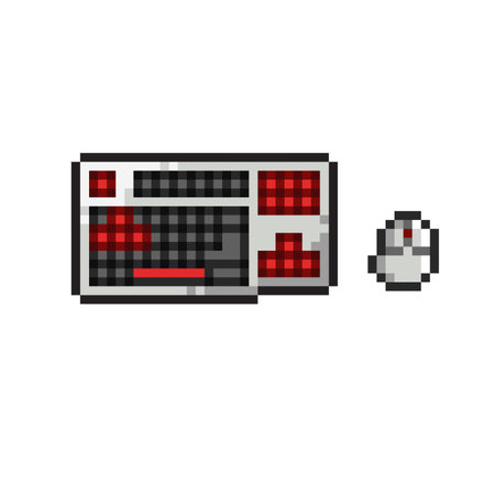 pixelated computer keyboard on white background, vector illustrationのイラスト素材