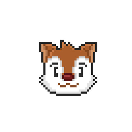 pixel art squirrel head on white background, pixel art vector illustration designのイラスト素材
