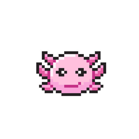 Pixel art axolotl. Vector illustration isolated on a white background.のイラスト素材