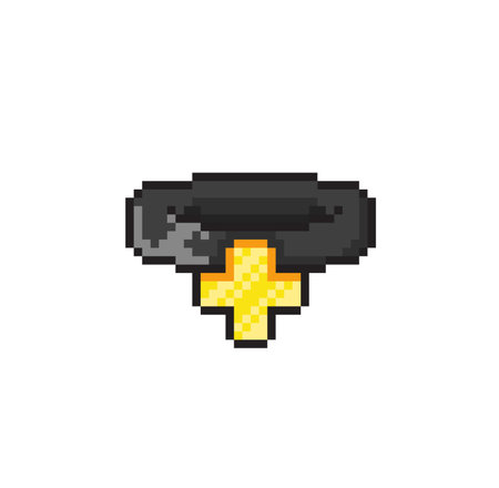 black necklace with golden cross in pixel art styleのイラスト素材