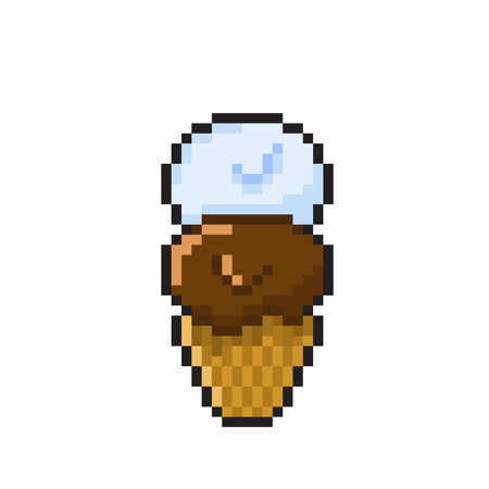 pixel art ice cream icon isolated on white background. vector illustration.のイラスト素材