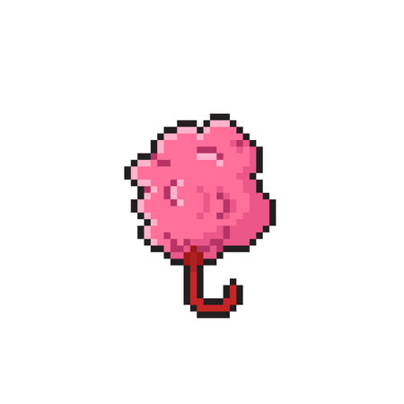 Pixel art cotton candy isolated on white background. Vector illustration.のイラスト素材