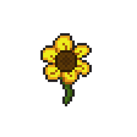 Flower pixel art icon, vector illustration isolated on white background.のイラスト素材