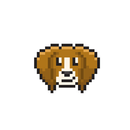 Beagle dog head pixel art isolated on white background. Vector illustration.のイラスト素材